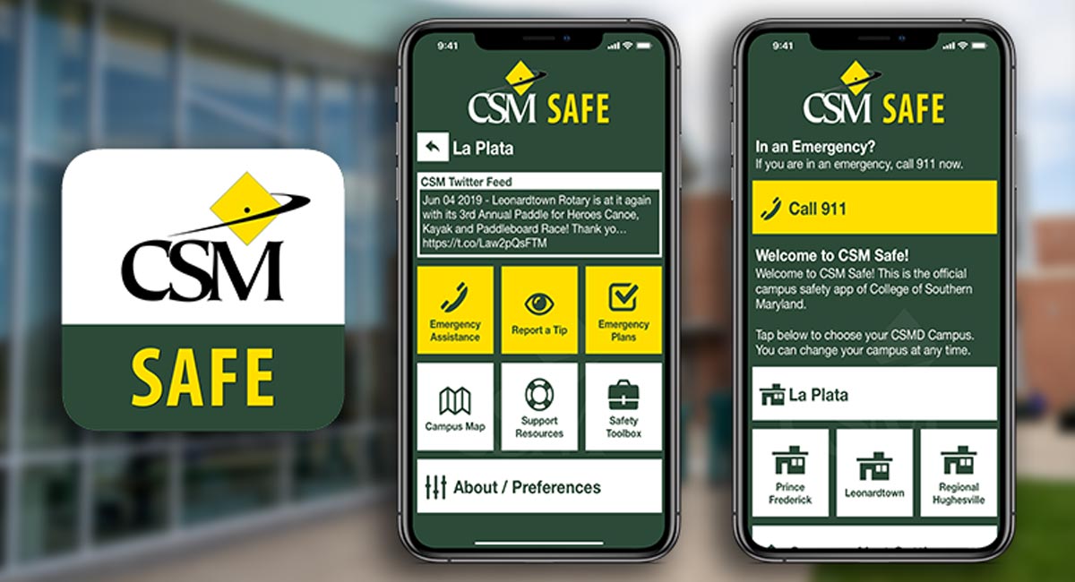 Screenshots of CSM Safe App on a smartphone