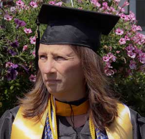 CSM professor and alum Lynn Williams in graduation regalia