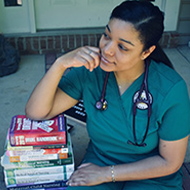 nursing student with books