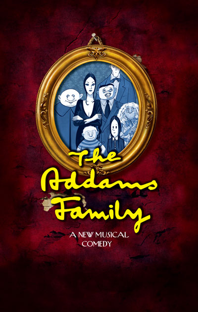 Addams family illustration in a gawdy gold frame