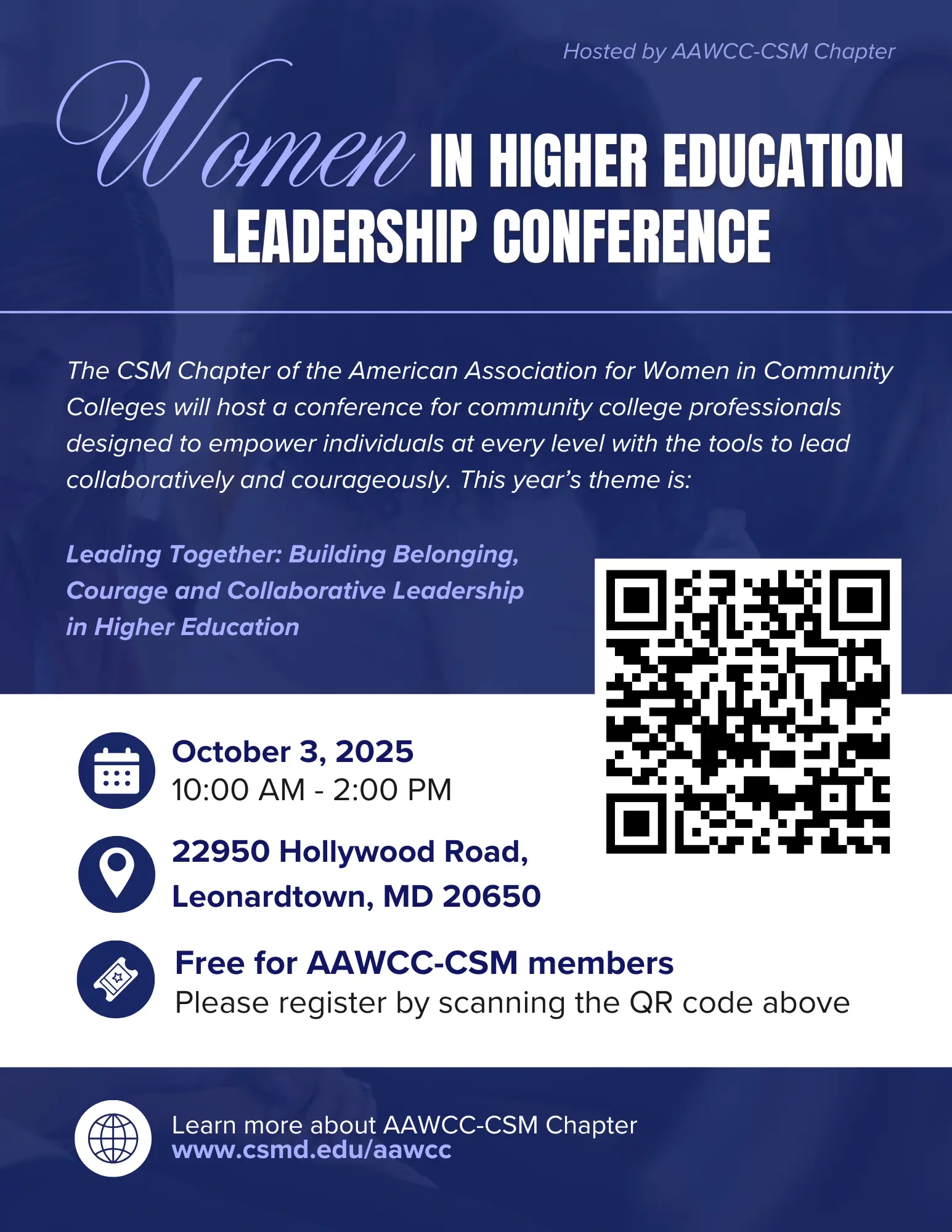 Blue flyer for women in leadership conference October 3