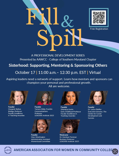 Fill and Spill flier with headshots of women speakers