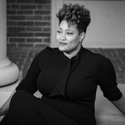 A black-and-white professional photo of CSM business instructor Dr. Kandace Foreman