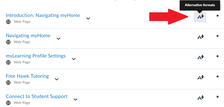 myLearning Alternative Formats