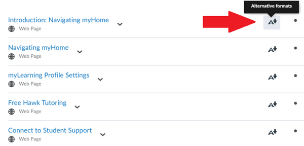 myLearning Alternative Learning Format