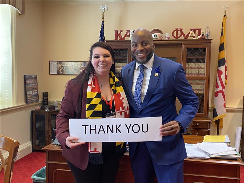 CSM student Ashley Wilson and Delegate Kevin Harris.