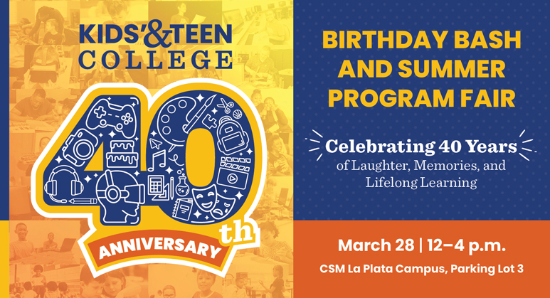 Kids and Teen College Birthday Bash announcement