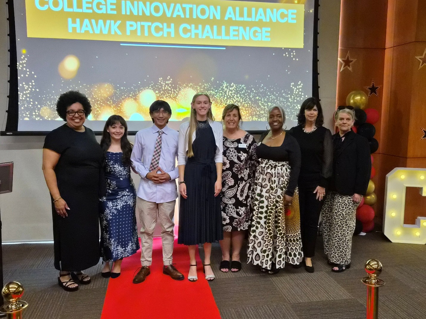 Hawk Pitch winners pose with CSM leaders at SGA Banquet