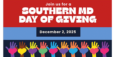 Southern MD Day of Giving with hands holding hearts - Dec.2