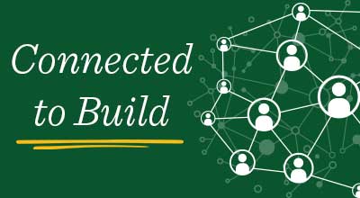 Connected to Build - showing a network of lines connected people icons