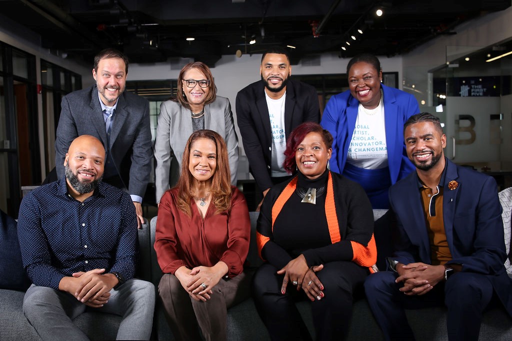 Professional group photo of 8 boardmembers