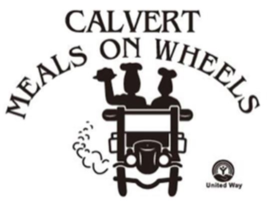 Calvert Meals on Wheels logo with an illustration of chefs driving a car